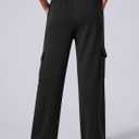 Aleumdr Women's Cargo Sweatpants Fleece High Waisted Wide Leg Pants Athletic Casual Baggy Sweat Pants with Pockets (XX-Large, Black)