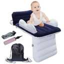 Inflatable-Toddler-Travel-Bed for Airplane Car Seat Portable Foldable Infant Travel Bed Baby Travel Crib with Sides,Hand Pump Safety Belt and Carry Bag Sets