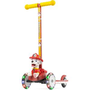Paw Patrol Marshall Kick Scooter for Kids, Self-Balancing 3 Wheeled Light Up Scooter with Extra Wide Anti-Slip Deck, Rear Brake, Lean to Steer, Lightweight Design, for Ages 3 and up, 75 LB Limit