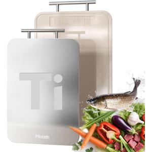 Titanium Cutting Board for Kitchen - 100% Pure Food Grade Double Sided Chopping Board, Titanium & Wheat Straw PP, Dishwasher Safe Easy to Clean - Large 15”×10”