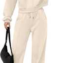 LovelyWholesale Women Sweatsuits 2 Piece Set Zip Up Sweatshirt and Wild Leg Sweatpants Set Apricot, Size: Small