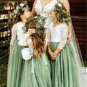 Topmaker Flower Girl Dress for Toddler Baby Girls,Lace Tulle Dress for Wedding, Birthday Party, Photoshoot, Special Occasion (Green) 170