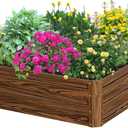 SnugNiture Galvanized Raised Garden Bed 4x4x1FT Outdoor Large Metal Planter Box Steel Kit for Planting Vegetables, Flowers (Brown)