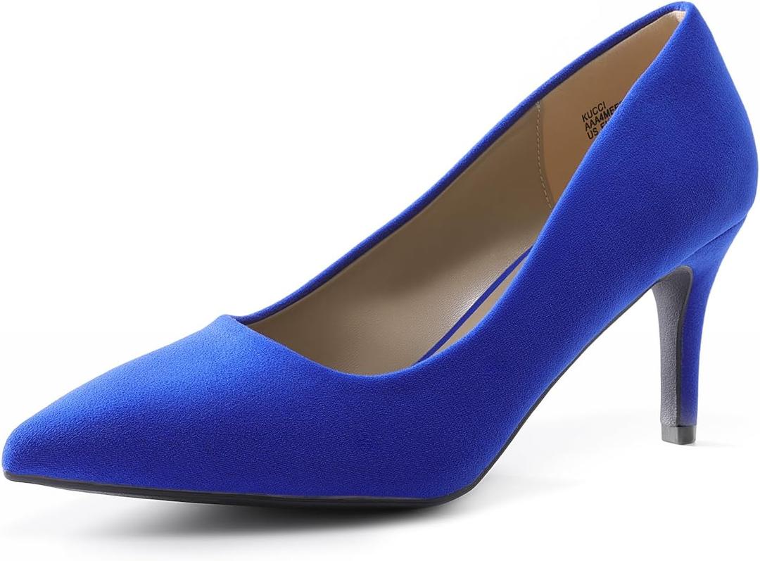DREAM PAIRS Women's High Stiletto Heels Closed Pointed Toe Dress Pumps Shoes for Wedding Work Office Business, 3 Inches (9, Royal/Blue)