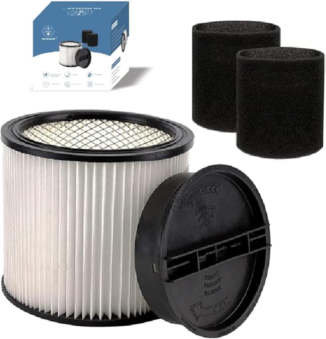 Replacement Filter For Shop Vac Filters 90304 90585 Wet Dry Shop Vac Filter - Perfect for Wet Dry Vacuum Cleaner Shop vac Filters 5 Gallon and Above - Long