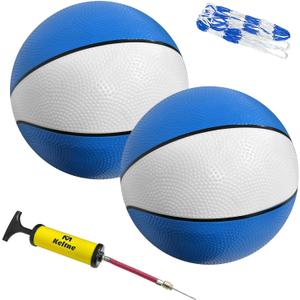 9 Inch Water Basketball 2PCS, Size 6 - Rubber Pool Basketballs with Air Pump & Net for Swimming Pools Basketball Hoops