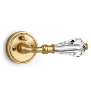 1 Pack Gold Glass Door Lever Privacy Crystal Door Levers Satin Brass Door Lever Interior Brushed Gold Door Handle for Bedroom and Bathroom,Zinc Alloy