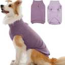 IECOii 2 Pack Dog Fleece Sweaters Vest Boy Girl - Warm & Stretchy & Soft Dogs Fleece Sweaters for Walking, Hiking, Running, Camping, Hunting in Fall & Winter (Size XL,Dark Purple & Light Purple)