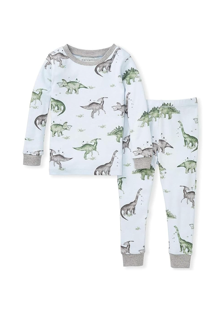 Burt's Bees Baby Boys' 2-Piece Long Sleeve Tee and Pants Organic Cotton Pajama Set, Size 7Y