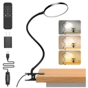 iFalarila Reading Light with Remote, LED Desk Lamp Clip on [1H Timer & Nightlight] RA>95 Dimmable Flexible Gooseneck, Reading Lamp with Clamp for Table - 4.7'' (Adapter Included)
