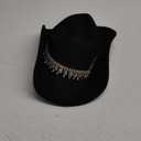 Glitter Silver Black Cowboy Hats for Women - Western Sparkly Rhinestone Cowgirl Hat for Ladies Size M-L (7-7 1/4)