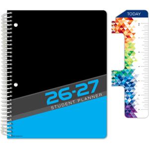 Global Datebooks 2026-2027 Middle & High School Student Planner 7" x 9" - Dated Weekly & Monthly Academic Planner w/Ruler/Bookmark & Stickers, Ideal for Homework, Matrix Style, Slant