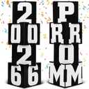 Queekay 8 Pcs Prom Column Standup Photo Booth Decorations 2026 Prom Backdrop Balloon Boxes Cardboard Decoration Column for Party College, 11.8 x 44.9 Inch(Black, White)