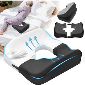 Upgraded Bed Sore Cushions for Butt, Bedsore Pressure Relief Pillow for Sleeping and Sitting,Memory Foam Bed Sore Donut Pillow,Tailbone Pain Relief Cushion for Bed Sores on Buttocks, Black, 18x16x4.5 inch