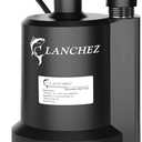 Lanchez Sump Pump, 1/2 HP 2450GPH Submersible Water Pump, Utility Pump Thermoplastic Portable Electric Transfer Pump for Hot Tub Swimming Pool Basement Garden Pond Tubs Draining with 10FT Cord