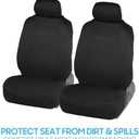 BDK PolyPro Car Seat Covers Full Set in Solid Black, Front and Rear Split Bench Seat Covers for Cars, Easy to Install Car Seats Cover Set and Accessories for Auto Trucks Van SUV - Solid Black