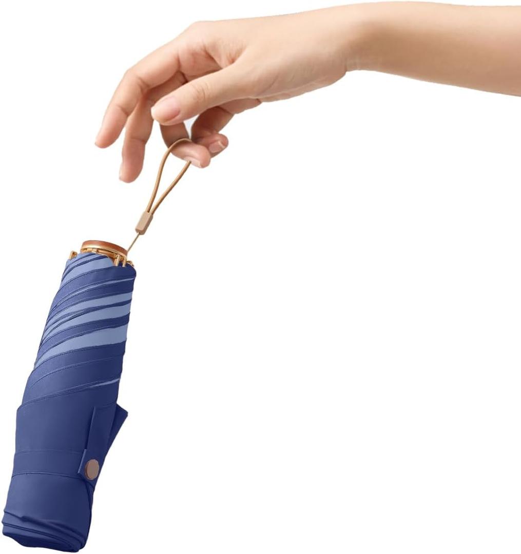 BAODINI Comapct Travle Small Mini Sun Blocking Umbrella with Case Lightweight with Aluminum Frame Pocket Size UV Protection Purse Umbrella for Women, Men & Kids