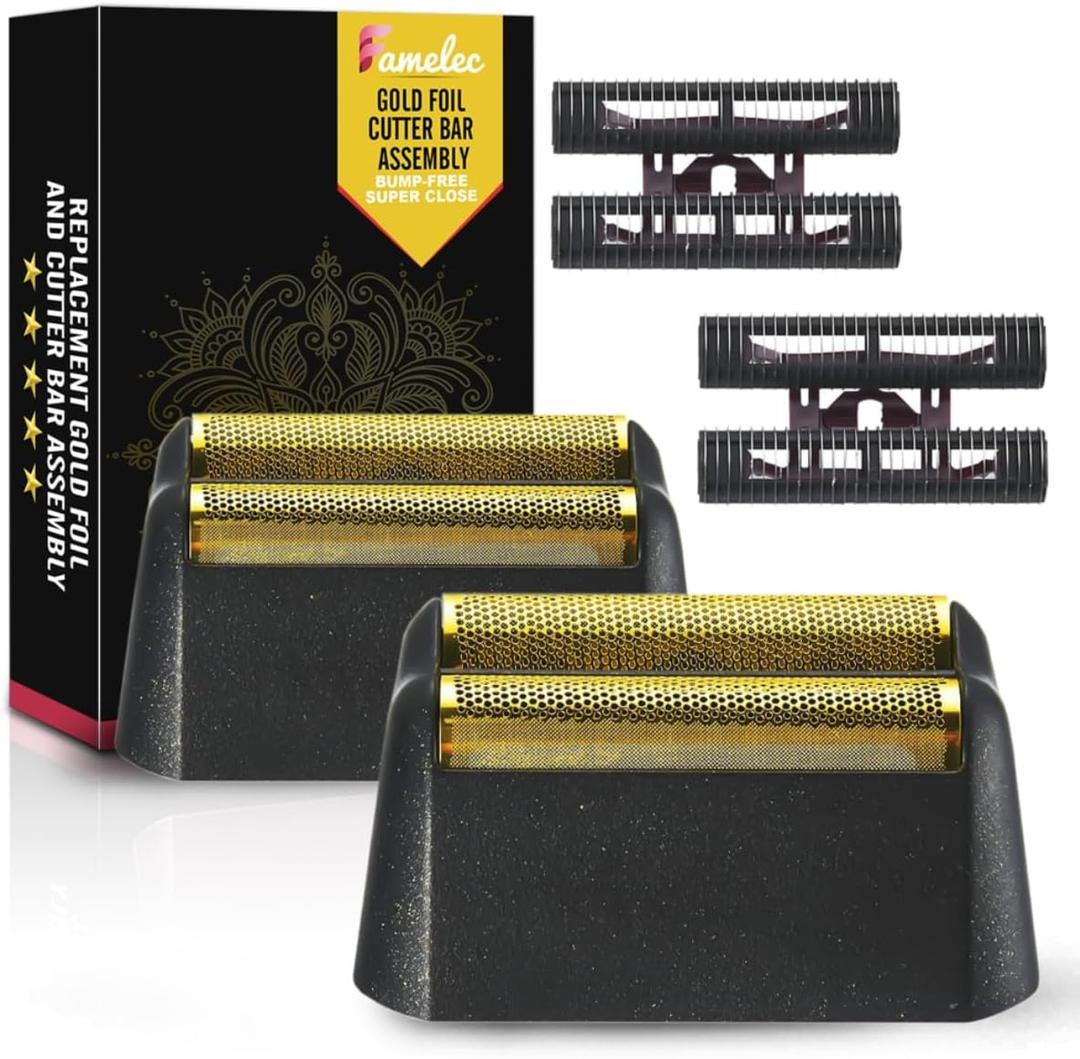 Black Razor Blades 5 Star Series for Wahl Foil Shaver Replacement Head Model 7031-100, 7043-100, Foil & Cutter Bar Assembly Compatible with Wahl Finale Replacement Foil, Head Shavers for Men (2 Pack, Black)