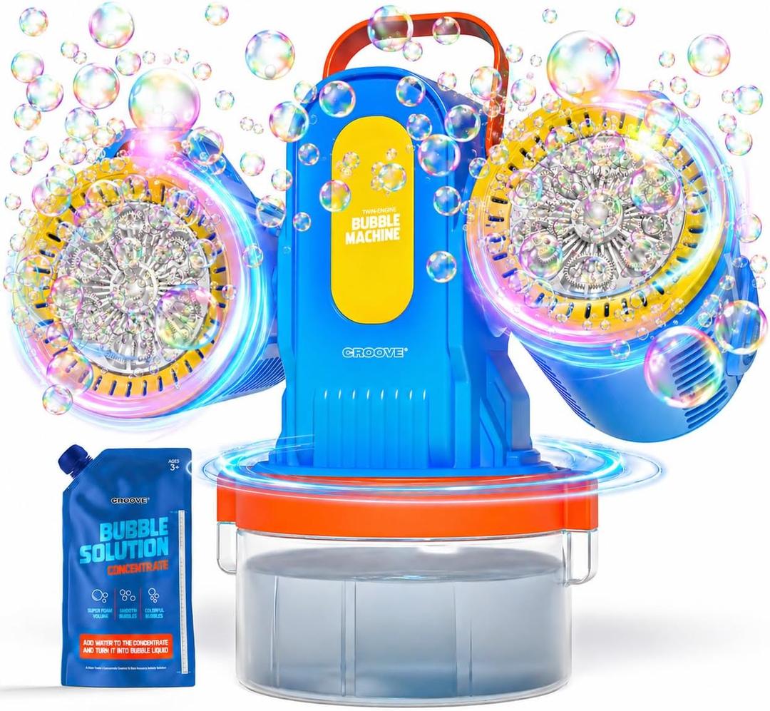 Rechargeable Bubble Machine for Kids, 180 Rotation 12,000+ Big Bubbles Per Minute, Boy Birthday Gift, Outdoor Toys Games & Activities, Easter Gifts for Toddlers, Boys & Girls Age 3,4,5,6,8+ Year Old