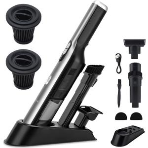 Handheld Vacuum Cordless Car Vacuum Cleaner with 18KPa Powerful Suction, Portable Chargeable Handy Vac with LED Front Light & Storage Dock, Dust Buster for Office Home, Pet Brush for Pet Hair, Gray