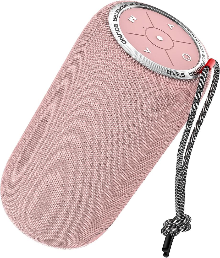 Monster S310 Upgraded Bluetooth Speaker, 30W Portable Speaker, 360° Stereo Sound with Punchy bass, TWS Pairing, IPX6 Waterproof, Bluetooth 5.2, 24H Playtime, Perfect for Home, Outdoor, Beach, Pink