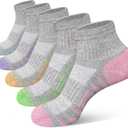 Heyoboy Womens Ankle Anti-blister Thick Cushioned Cotton Wicking Hiking Athletic Running Socks 5 Pairs, Size: 9-11