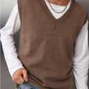 SHENHE Men's V Neck Sleeveless Plain Soft Sweater Vest Pullover Preppy Top (M)