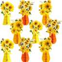 SUNBEAUTY 9 PCS Sunflower Honeycomb Centerpieces Sunflower Party Decorations Yellow Honeycomb Table Centerpiece for Spring Summer Garden Themed Birthday Baby Shower Decor