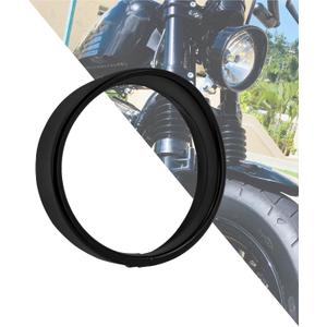 HDBUBALUS 5.75 Inch Visor Headlight Trim Ring 5 3/4" Head Lamp Decorative Ring Fit for Harley Sportster 883 1200 Forty Eight Dyna Softail Black
