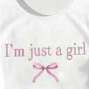 RoseSeek Girl's Graphic Tee Crew Neck Letter Bow Print Crop Tops Casual Cute Short Sleeve T Shirt (White)