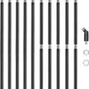 Matte Black M10 Threaded Extension Rod Set,5 PCS 12 Inch Chandelier Extension Rods & 10 PCS 6 Inch Lighting Fixture Downrods & Stems for Chandeliers,Pendant Lights,Island Lighting