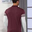 Men's Long Sleeve Polo Shirt Striped Cotton Moisture Wicking Classic Collared Casual Golf Shirts for Men (Red, XL)