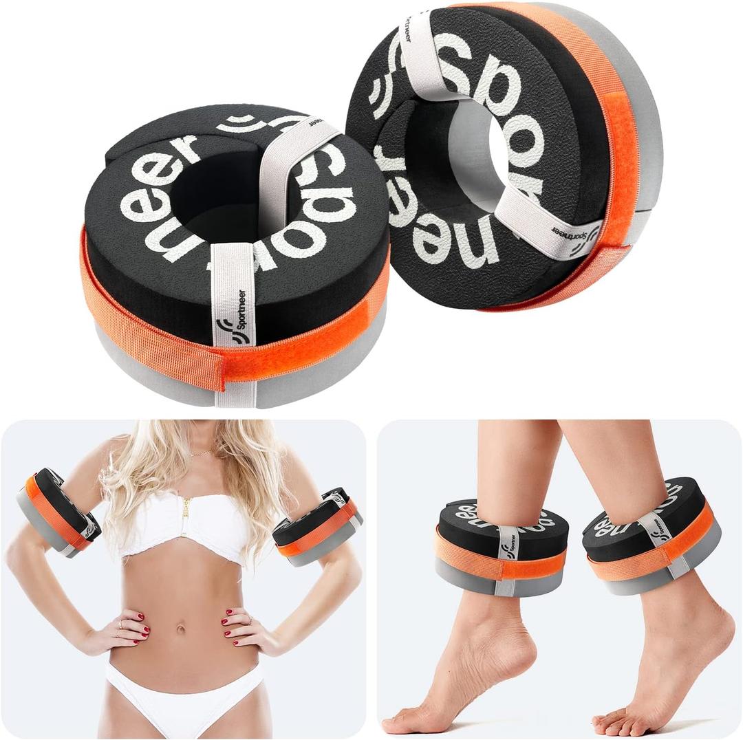 Foam Aquatic Cuffs Exercise Equipment: Sportneer Water Aerobics Float Ring with Adjustable Webbing Pool Exercise Workout Set Water Ankle Ring (8-13 inches (20-33cm), Grey)