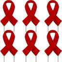 Fun Express Red Awareness Ribbon Yard Signs 6 Pack - Premium Corrugated Plastic Stakes for Red Ribbon Week, Breast Cancer & Domestic Violence Awareness | Weather-Resistant Outdoor Decorations