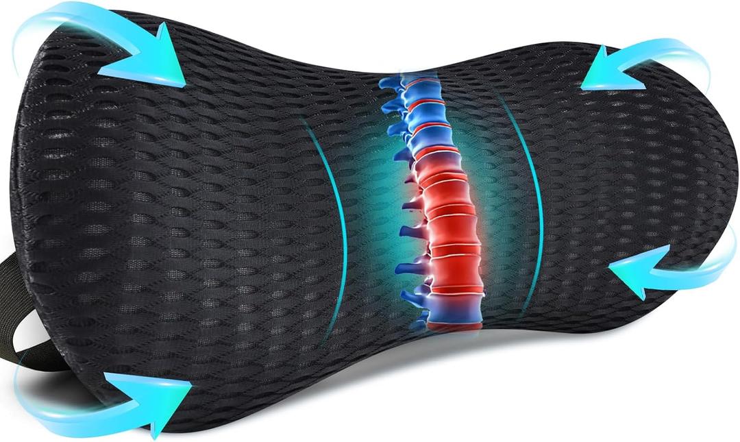 Niceeday Lower Back Support Cushion Lumbar Support Pillow for Office Chair, Memory Foam Lumbar Pillow for Lower Back Pain Relief Car Seat,Black