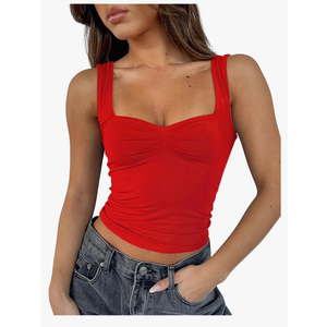 ForeFair Women Sleeveless Sexy Backless Going Out Crop Top Y2K Strappy Ruched Tank Top Summer Tight Slim Fit Cute Tops, Size 2XS