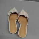 Coutgo Womens Kitten Heels Mules Low Heel Closed Pointed Toe Dressy Shoes Flower Slip On Party Pump Shoes 8 1/2