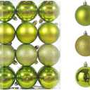 24ct Mini Christmas Balls Ornaments for Xmas Christmas Tree - Small Shatterproof Decor Hanging Ball for Holiday Wedding Party Decoration 1.18 Inch/30mm, Fruit Green