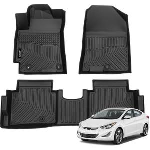 Jenofa-Floor Mats for Hyundai Elantra 2017-2020 (Not for Elantra GT) Floor Liner Waterproof All Weather Car Mats Custom Fit Elantra Durable TPE Rubber Mat for Elantra Accessories Black