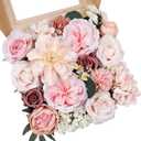 AmyHomie Pink Artificial Flowers Combo Silk Mix Peony Rose Hydrangea Daisy Fake Flowers w/Stem for DIY Wedding Bouquets Centerpieces Arrangements Table Decor Party Bridal Baby Shower Home Decor (Blush)