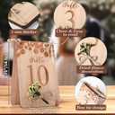 Chunful Wooden Wedding Table Numbers 1-10 for Wedding Reception, 4"x6" Rustic Eucalyptus & Floral Table Number Double-sided Signs for Centerpiece, Banquet, Party Decoration(Flowers Style)