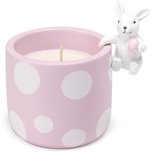 Easter Candles - Cherry Blossom Scented, Purple Polka Dot Candle with Cute Bunny, Easter Gifts for Kids Women Girls, Spring Home Decor