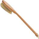 OWIIZI Bath Brushes with Soft and Natural Bristles Antiskid Wooden Long Handle Shower Body Scrubber for Wet or Dry Exfoliating,Back Scrub Deep Cleanse