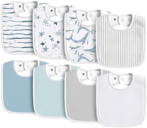 Konssy Baby Bibs 8 Pack Baby Drool Bibs for Unisex Boys and Girls, Soft Absorbent Set for Teething and Drooling