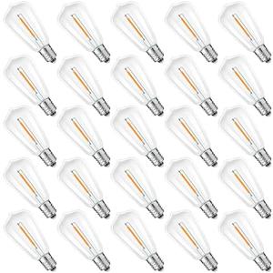 ST38 Replacement LED Light Bulbs, Shatterproof & Waterproof 0.6W ST38 LED Bulbs, Outdoor String Lights, E12 Base Patio Edison LED Light Bulbs, Warm White 2200K Plastic 40LM Non-Dimmable 25 Pack