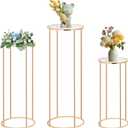 Cylinder Stands for Party, 3Pcs Gold Cylinder Pedestal Stand, Cilindros Para Fiestas Cake Table Stand Parties Metal Round Cylinder Display Plant Stand Tables for Weddings Birthday Party Decorations