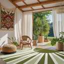 Lahome Washable Rugs 9x12 - Non-Slip Living Room Rug 9x12 Ultra-Thin Large Soft Bedroom Rugs, Boho Rainbow Sun Print Indoor Stain Resistant Floor Rug for Dining Room Table Office (9'x12', Green)