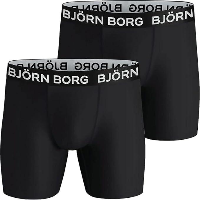 Bjorn Borg 2-Pack Men's & Solid Performance Boxers, Black, Size: M