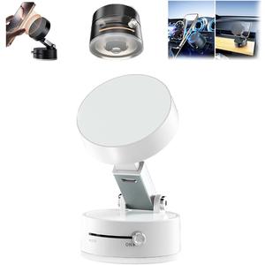 Foldable Magnetic Vacuum Phone Holder, 360 Electric Suction Car Mount, Double-Sided Swivel Stand for Car, Mirror, Gym, Kitchen, Hands-Free Portable Phone Holder (Wihte)