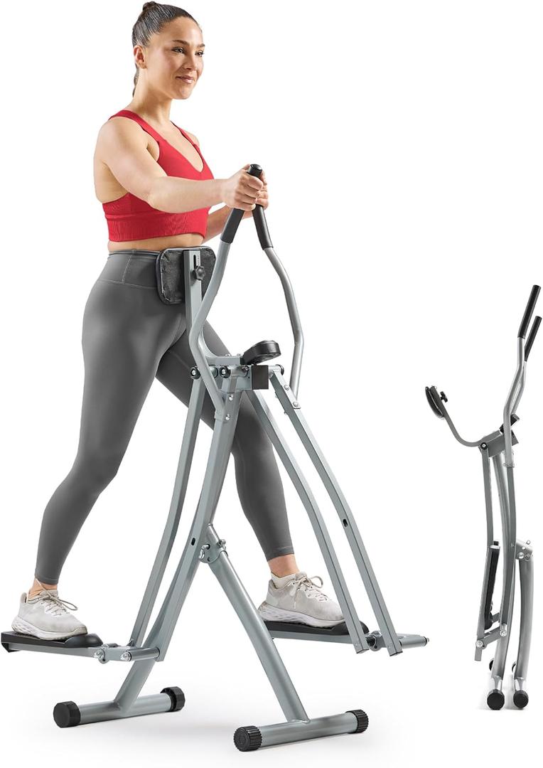 Sunny Health & Fitness Smart Air Walk Elliptical, Foldable Machine w/ 30-INCH Stride, Cardio Cross Trainer Glider for Home Exercise, Free SunnyFit App Bluetooth Link, Optional Adjustable Resistance